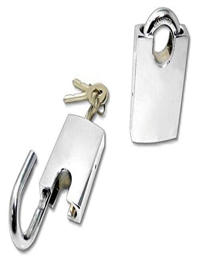 ساميلي قفل مفتاح متين من الفولاذ المقاوم للصدأ عالي الجودة مع 3 مفاتيح، قفل متعدد الأغراض قوي ومقاوم للماء للأمتعة والبوابات وأمان الأبواب والستائر والدراجات والخزائن (فضي) - Image 3